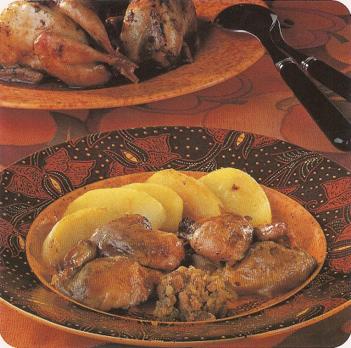 Cailles farcies aux pommes et au foie gras