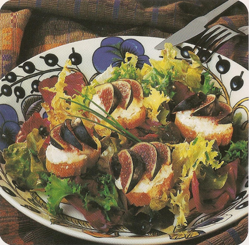 Salade de chèvre aux ﬁgues sur croutons