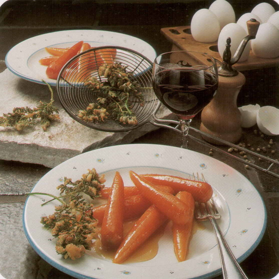 Carottes glacées au persil frit