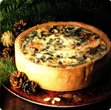 Tourte au chèvre, au basilic et aux pignons