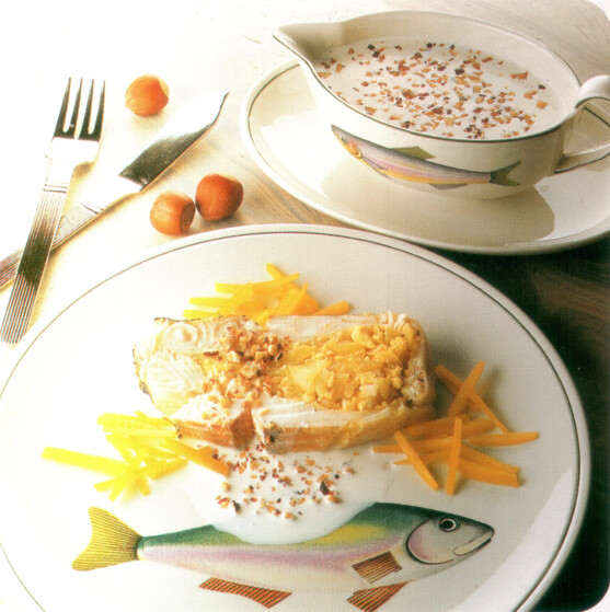 Brochet farci à la sauce noisette